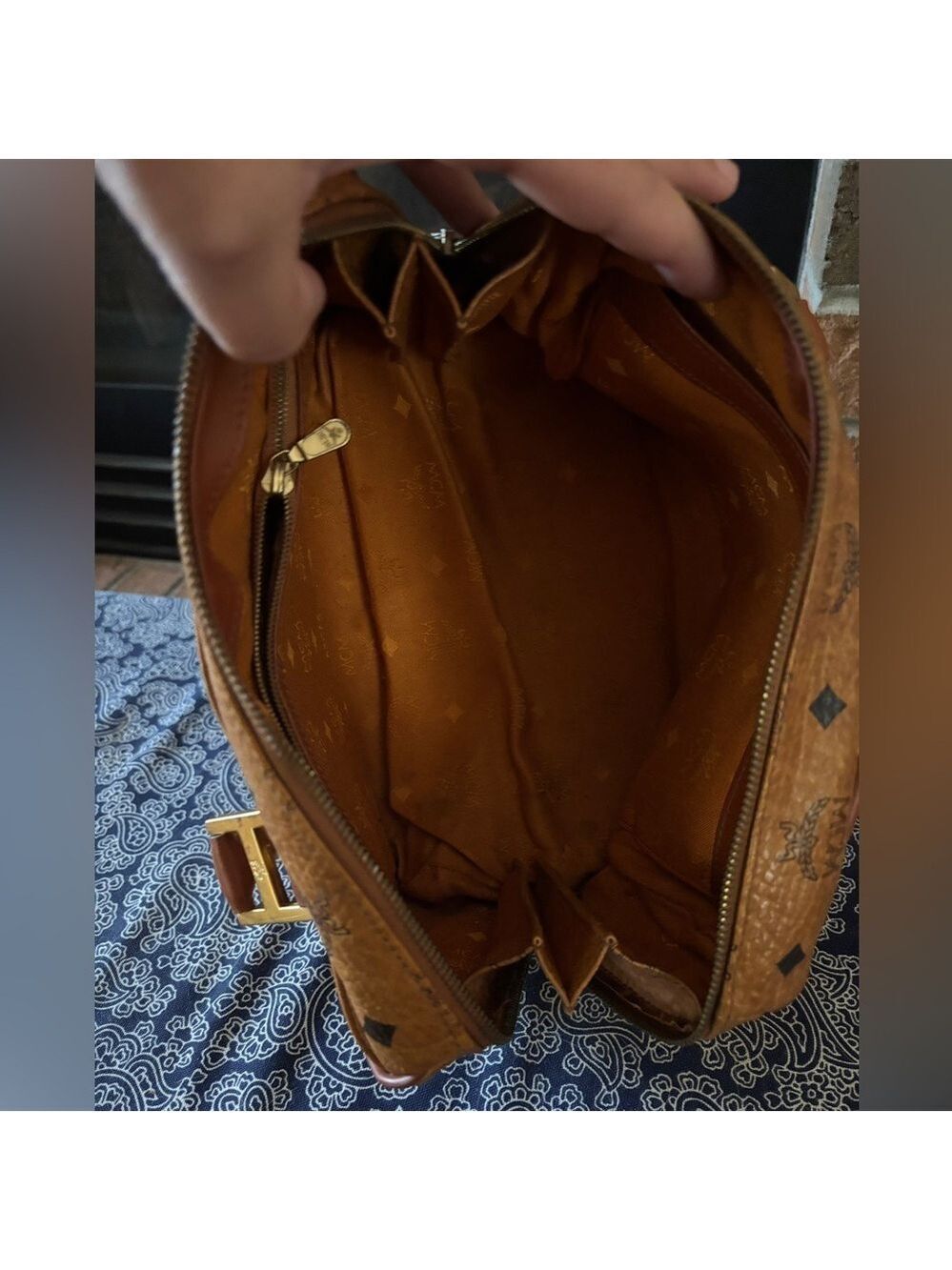 Vintage MCM Cognac Visetos Monogram Boston Bag - Picture 8 of 11